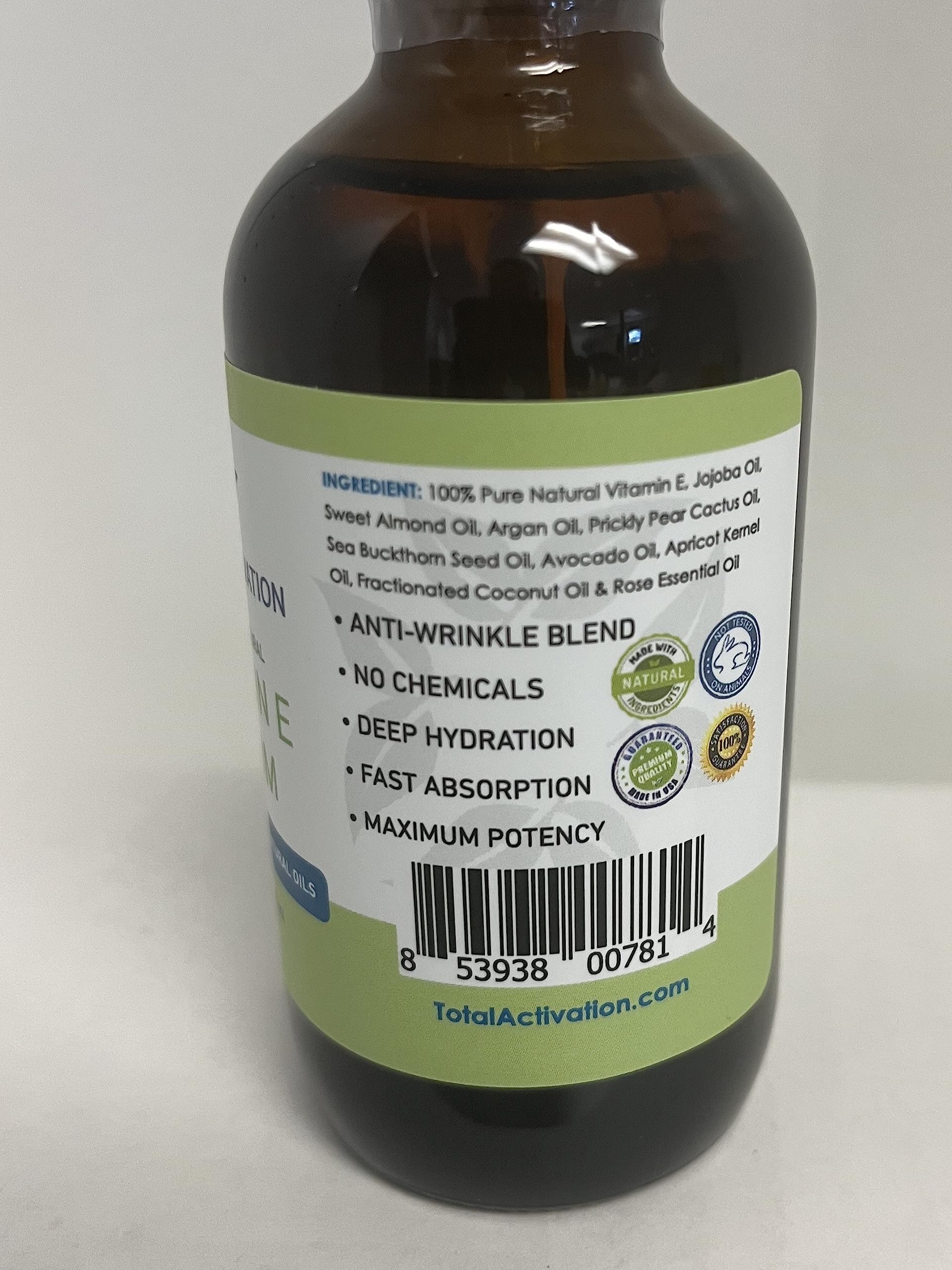 Total Activation Vitamin E Serum – Organic 100% Pure Cold-Pressed Vitamin E Oil for Skin, Hair & Nails – 4 oz