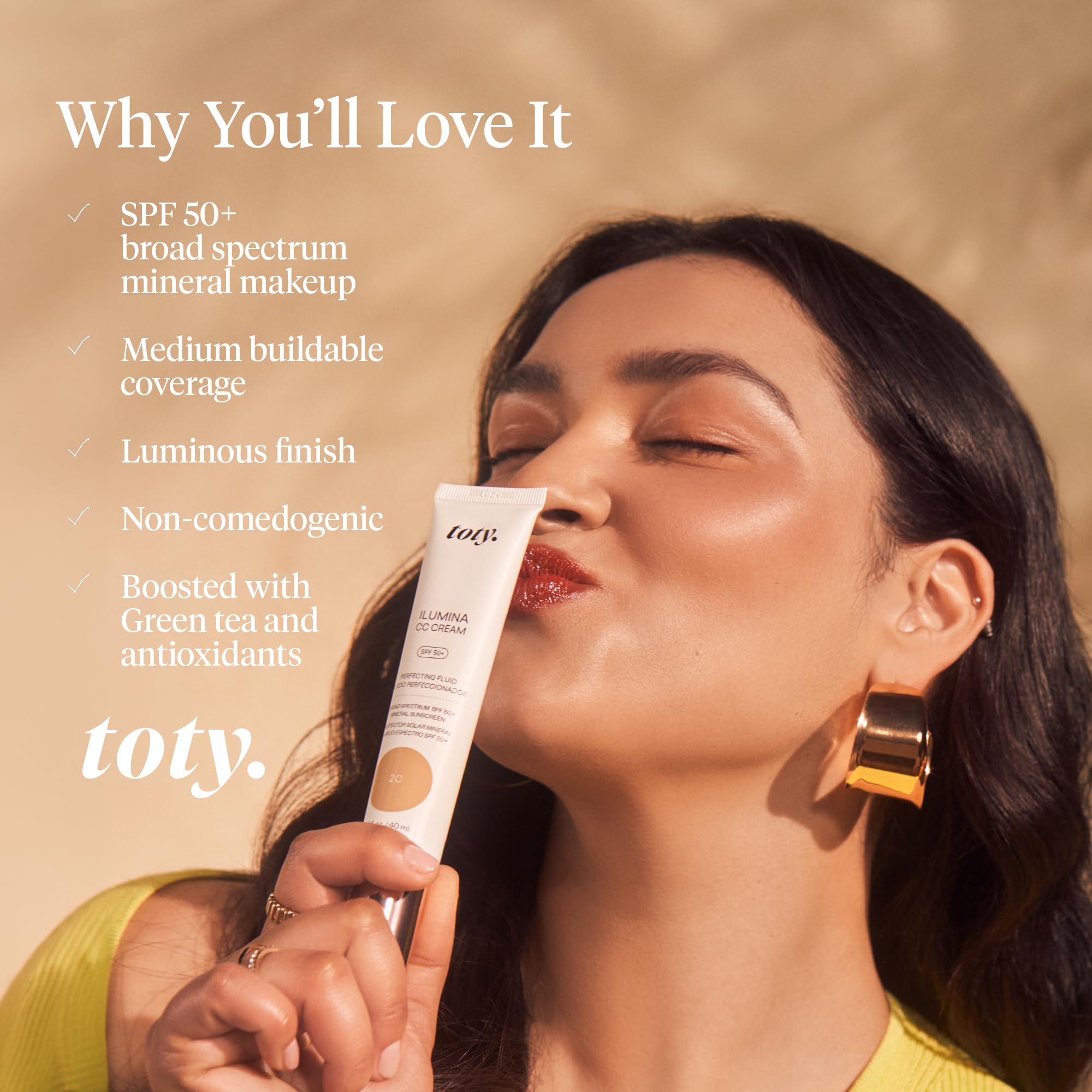Toty by Sofia Vergara Lumina CC Cream SPF 50+ | Mineral Color Correcting Foundation, 2W Warm Vanilla