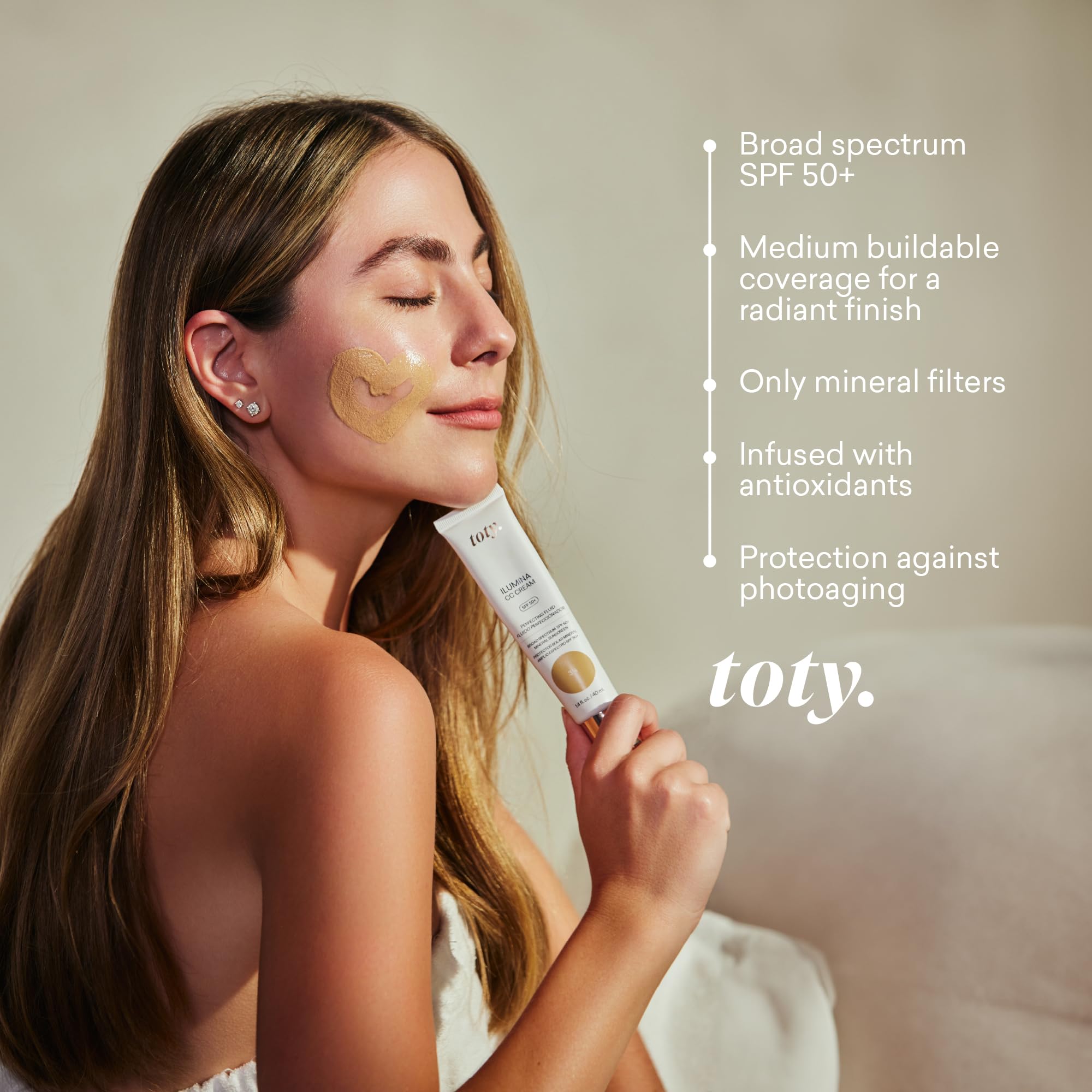 Toty by Sofia Vergara Lumina CC Cream SPF 50+ | Mineral Color Correcting Foundation, 2W Warm Vanilla