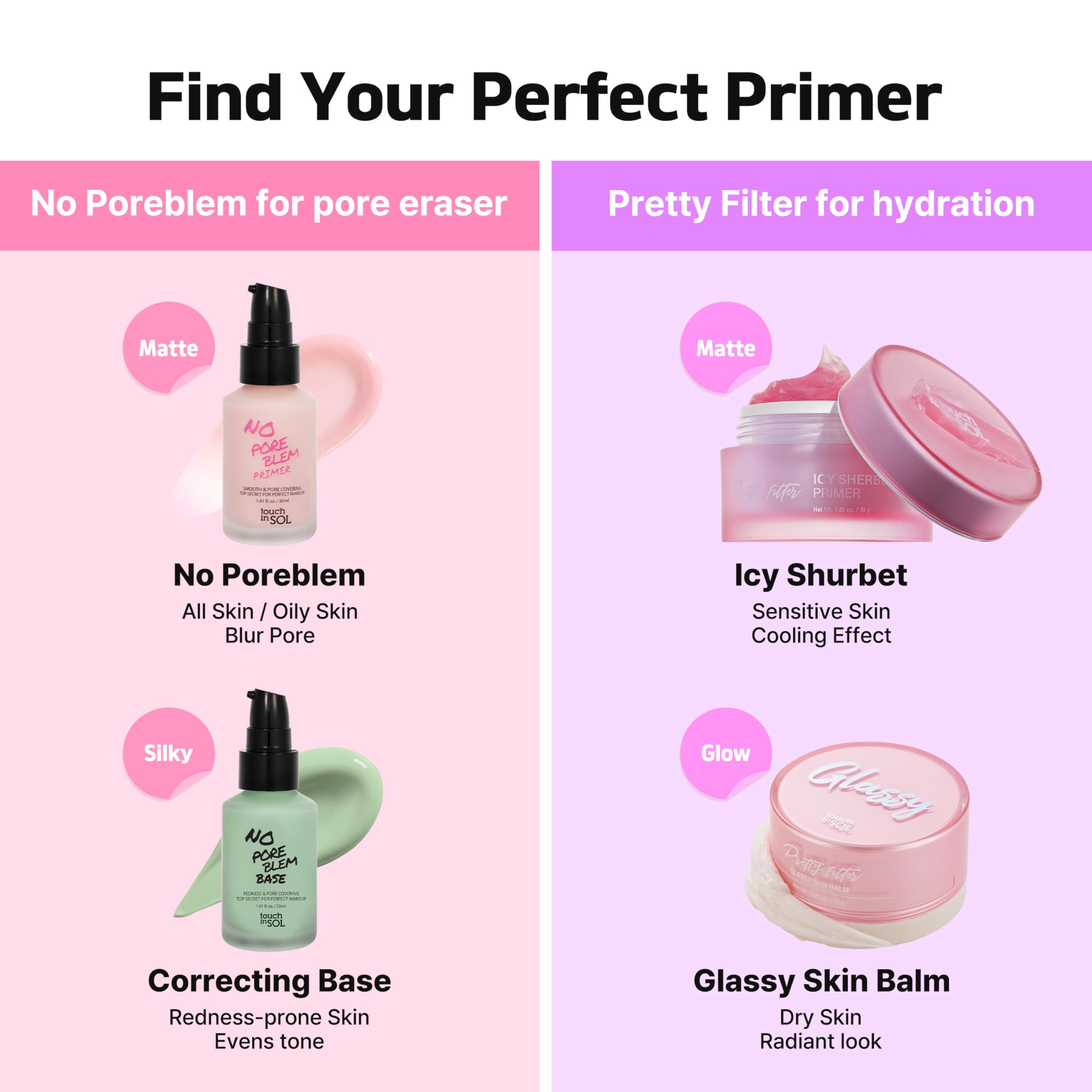 Touch in Sol Redness Correcting Green Primer – Pore-Minimizing Makeup Base