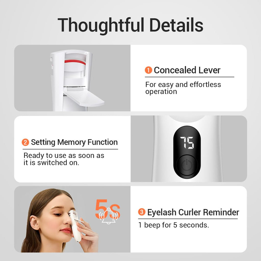 TOUCHBeauty Heated Eyelash Curler AG-2316 – LED Display, 3-Level Temperature, USB Rechargeable