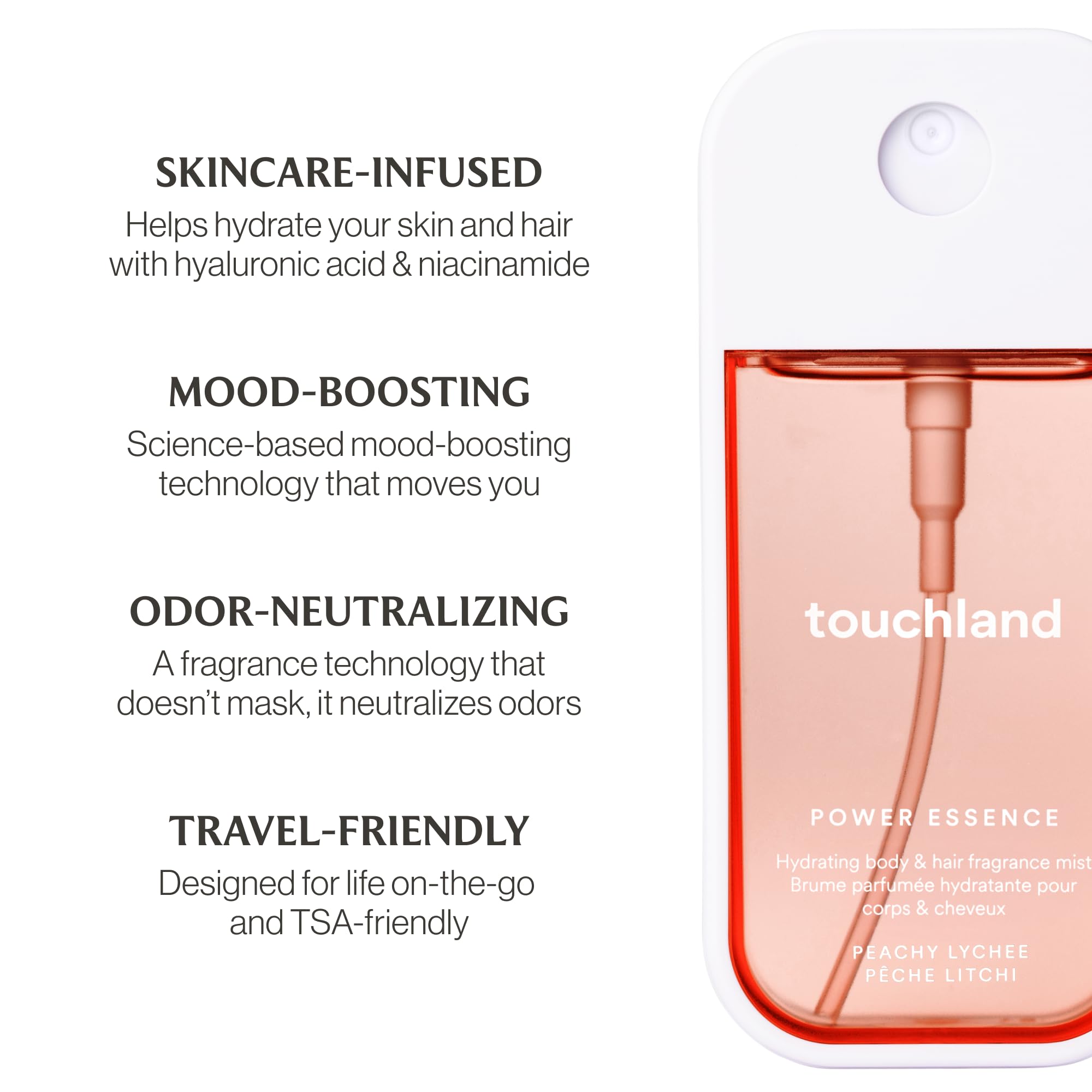 Touchland Fruity Crush Travel Set – Peachy Lychee Body & Hair Fragrance Mist (2 oz) + Berry Bliss Hand Sanitizer (1 oz)