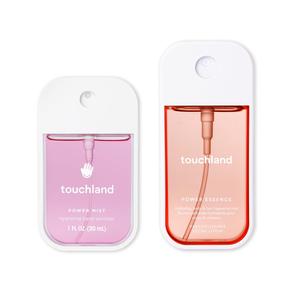 Touchland Fruity Crush Travel Set – Peachy Lychee Body & Hair Fragrance Mist (2 oz) + Berry Bliss Hand Sanitizer (1 oz)