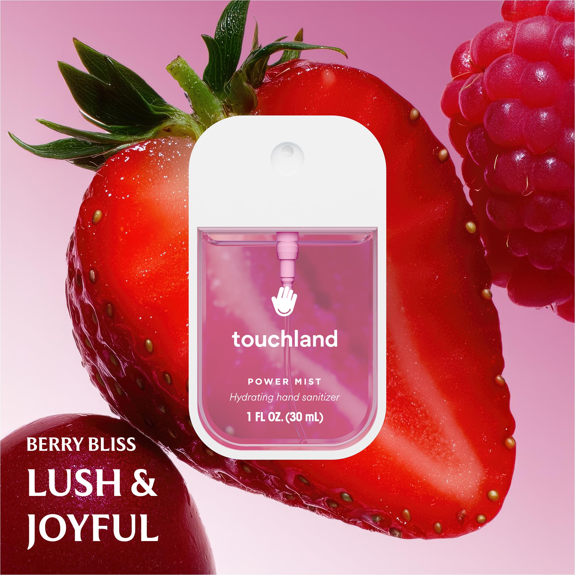 Touchland Fruity Crush Travel Set – Peachy Lychee Body & Hair Fragrance Mist (2 oz) + Berry Bliss Hand Sanitizer (1 oz)