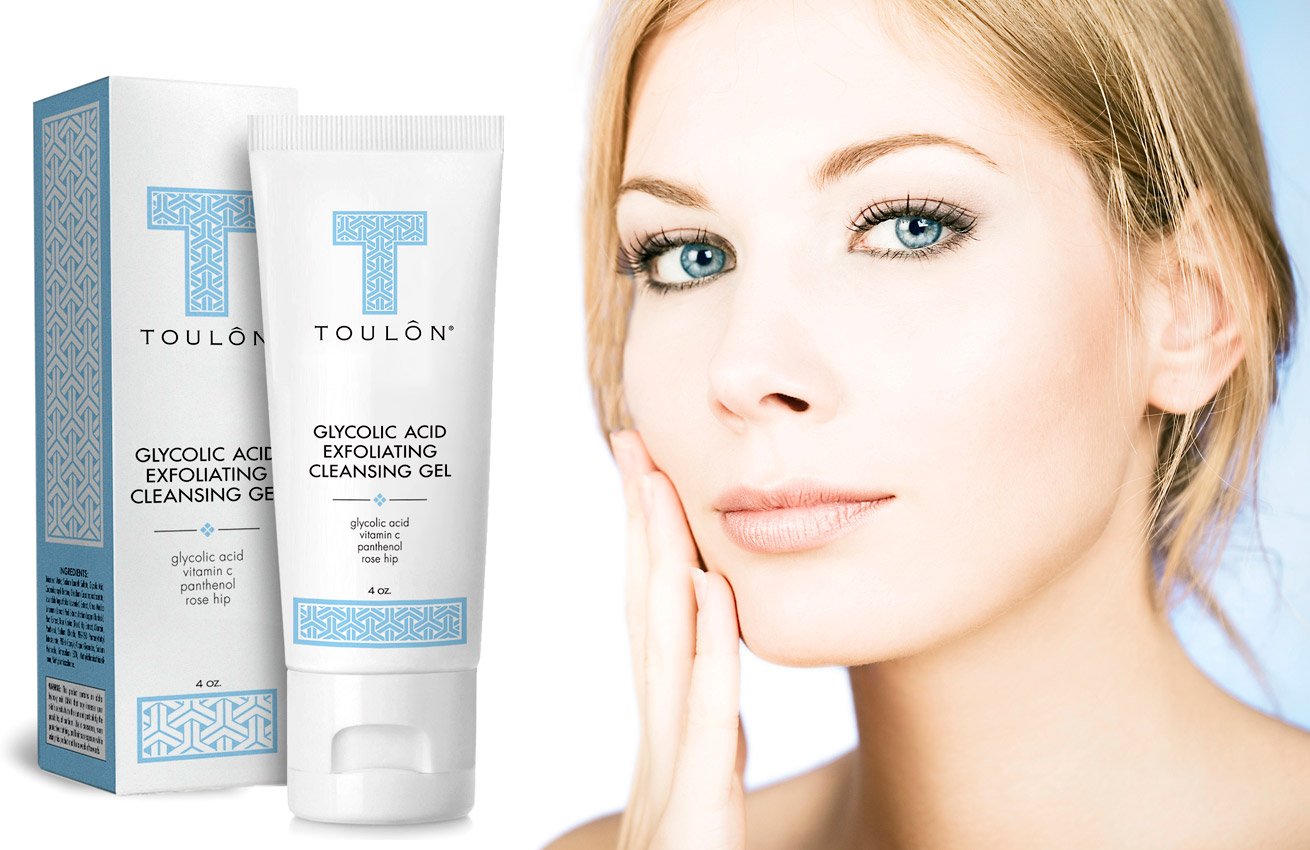 TOULON Glycolic Acid Skin Care Kit: AHA Cleanser, Glycolic Cream, and Eye Cream