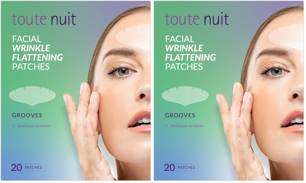 Toute Nuit Wrinkle Patches – Grooves for Maximum Forehead Coverage | Hypoallergenic, Made in USA (Pack of 2, 20 per pack)
