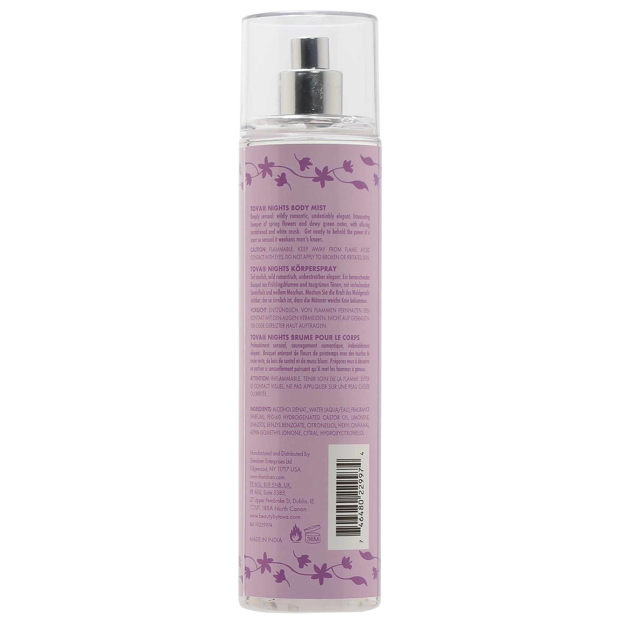 TOVA Nights Body Mist – Award-Winning Spicy Floral Fragrance for Women – USA-Made & Cruelty-Free – 8 oz