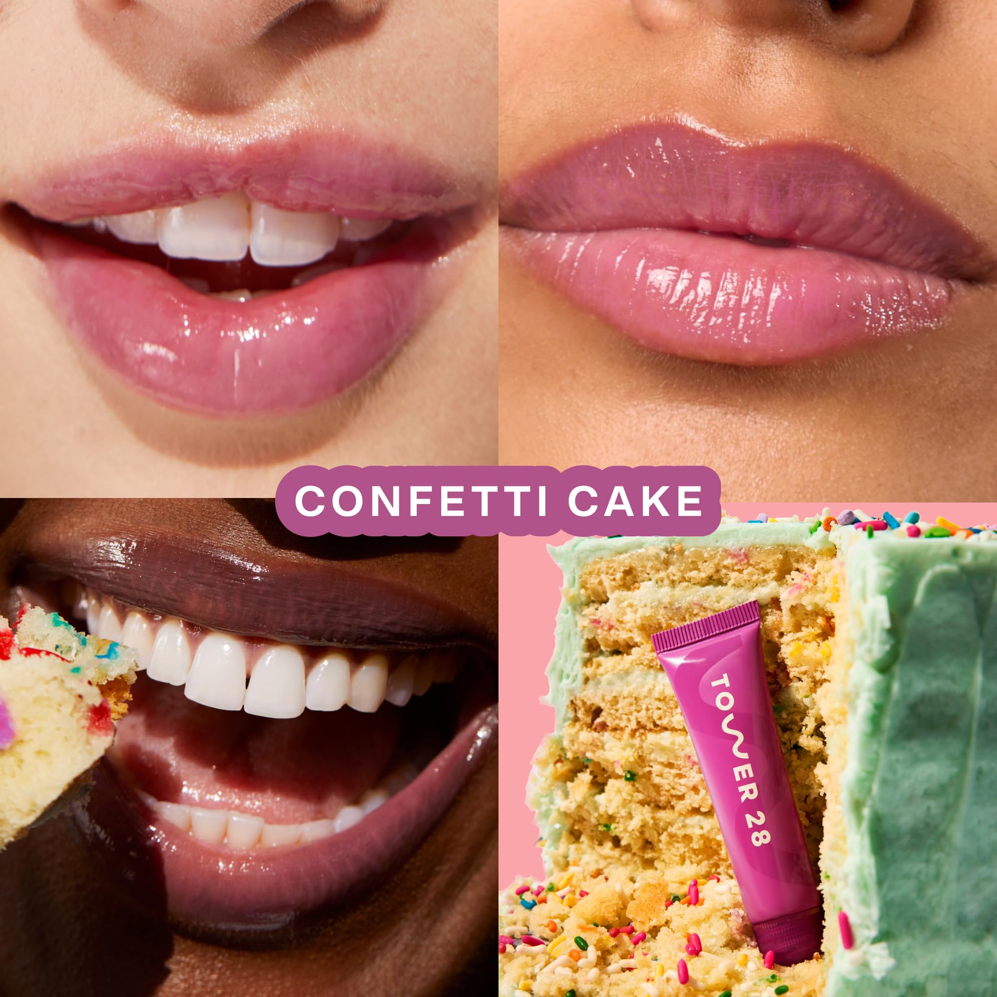 Tower 28 LipSoftie Tinted Lip Balm Treatment – Hydrating Glossy Balm + Overnight Lip Mask (Confetti Cake, 0.38 oz)