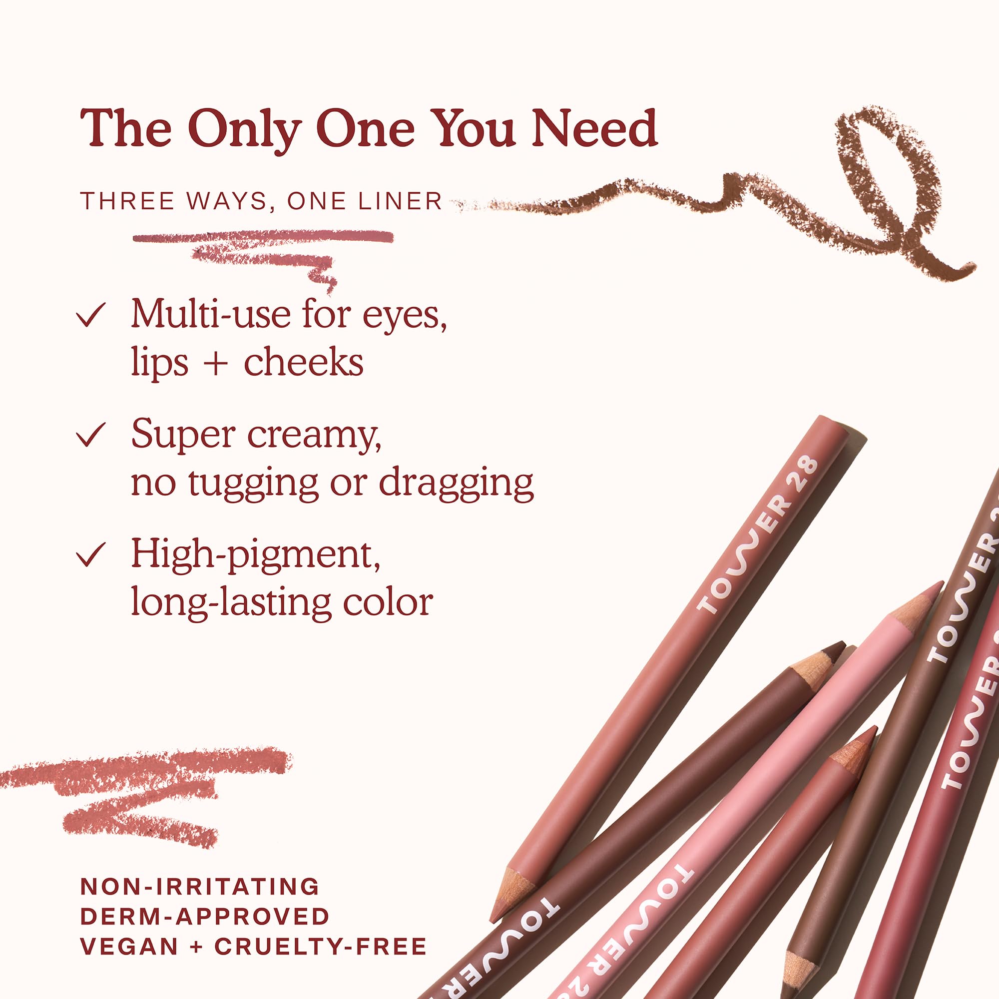 Tower 28 OneLiner Rosy Nude – Multi-Use Lip Liner & Eyeliner (Hydrating, Vegan)