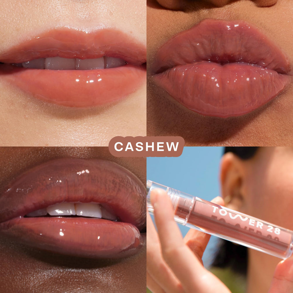 Tower 28 ShineOn Lip Jelly – Hydrating Milky Gloss for Sensitive Lips | Rosy Brown Cashew (0.13)