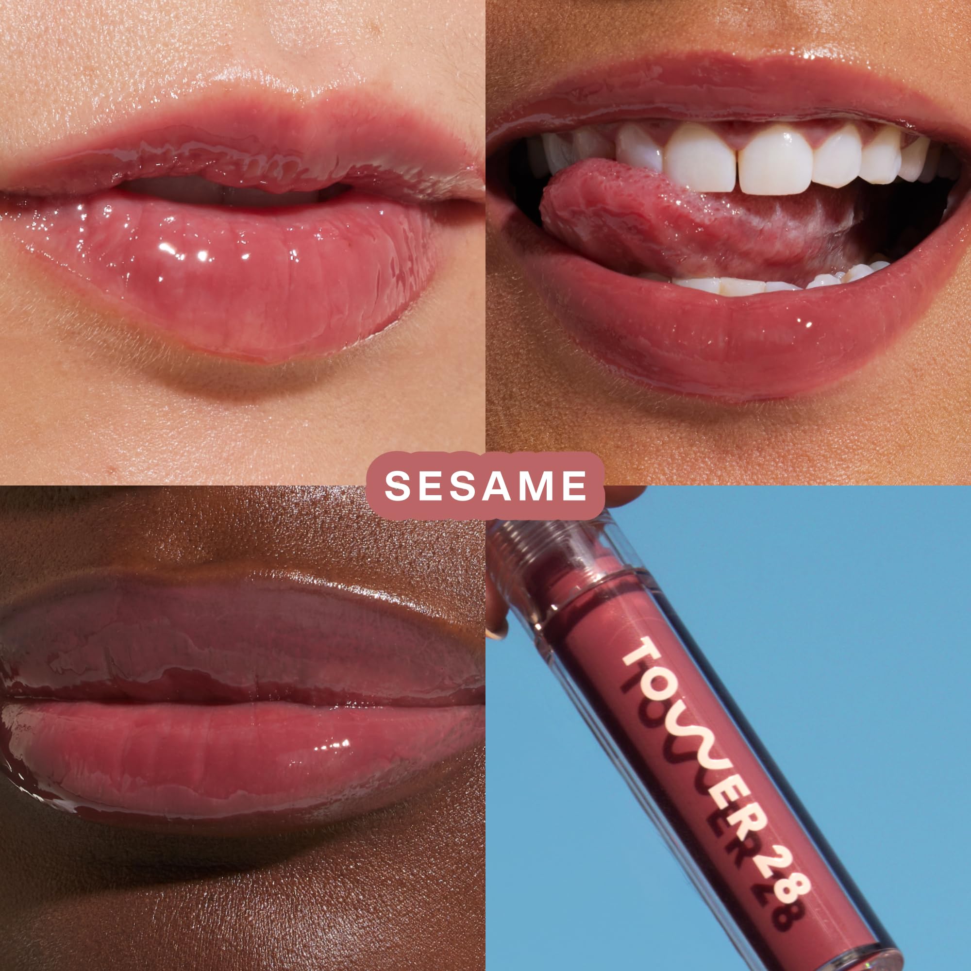 Tower 28 ShineOn Lip Jelly – Hydrating Tinted Lip Balm + Milky Gloss in Sesame Mauve (0.13 oz)
