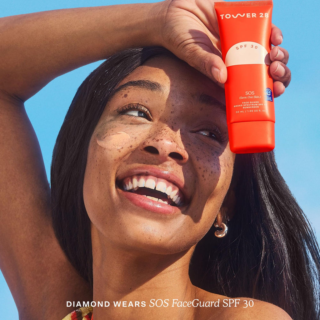 Tower 28 SOS FaceGuard SPF 30 — Mineral Sunscreen for Sensitive Skin with Ceramides | Lightweight, Non-Greasy Face Sunscreen (2.3 oz)
