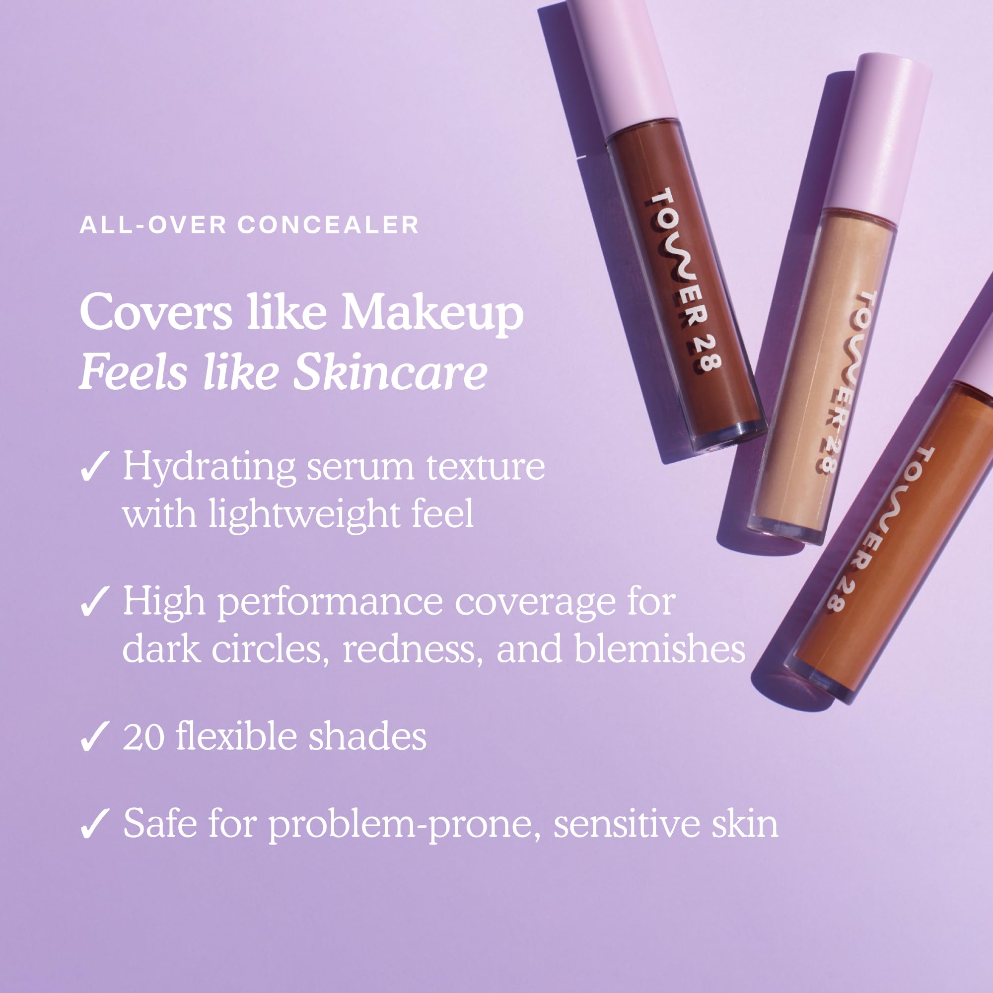 Tower 28 Swipe Serum Concealer – Hydrating Medium-Full Coverage with Hyaluronic Acid + Centella | Shade 5 EP (Light/Neutral) – 0.22 oz