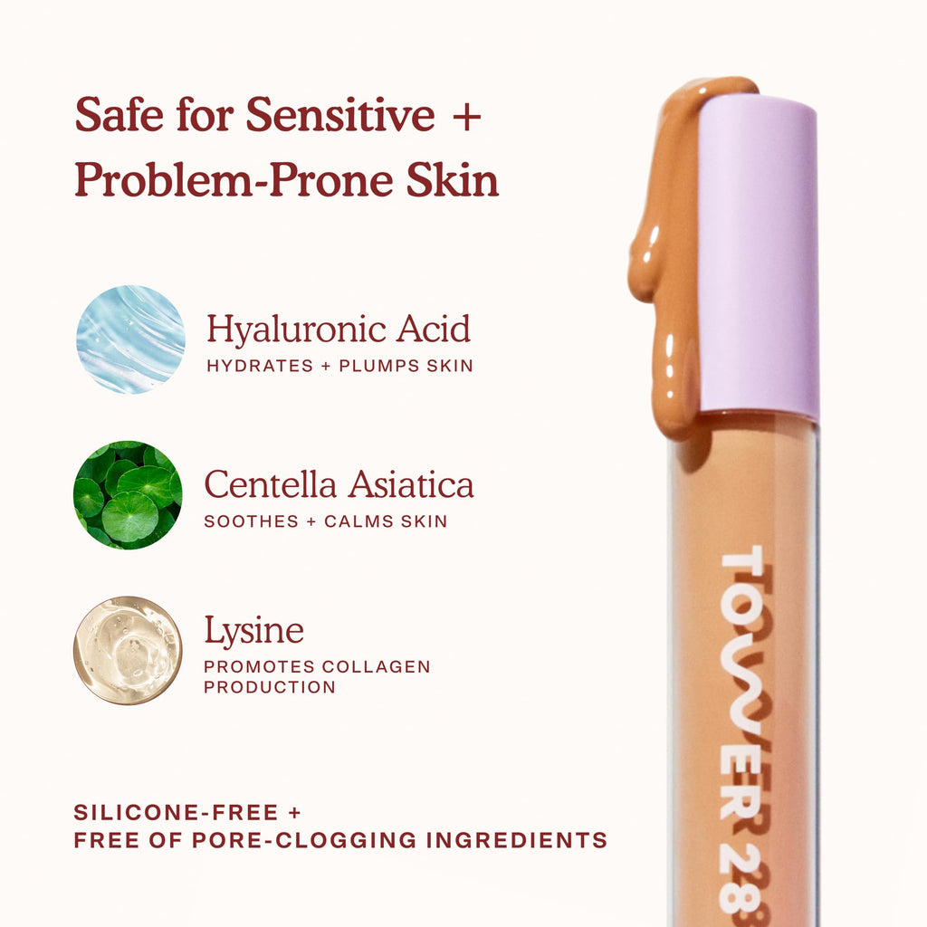 Tower 28 Swipe Serum Concealer – Hydrating Medium-Full Coverage with Hyaluronic Acid + Centella | Shade 5 EP (Light/Neutral) – 0.22 oz