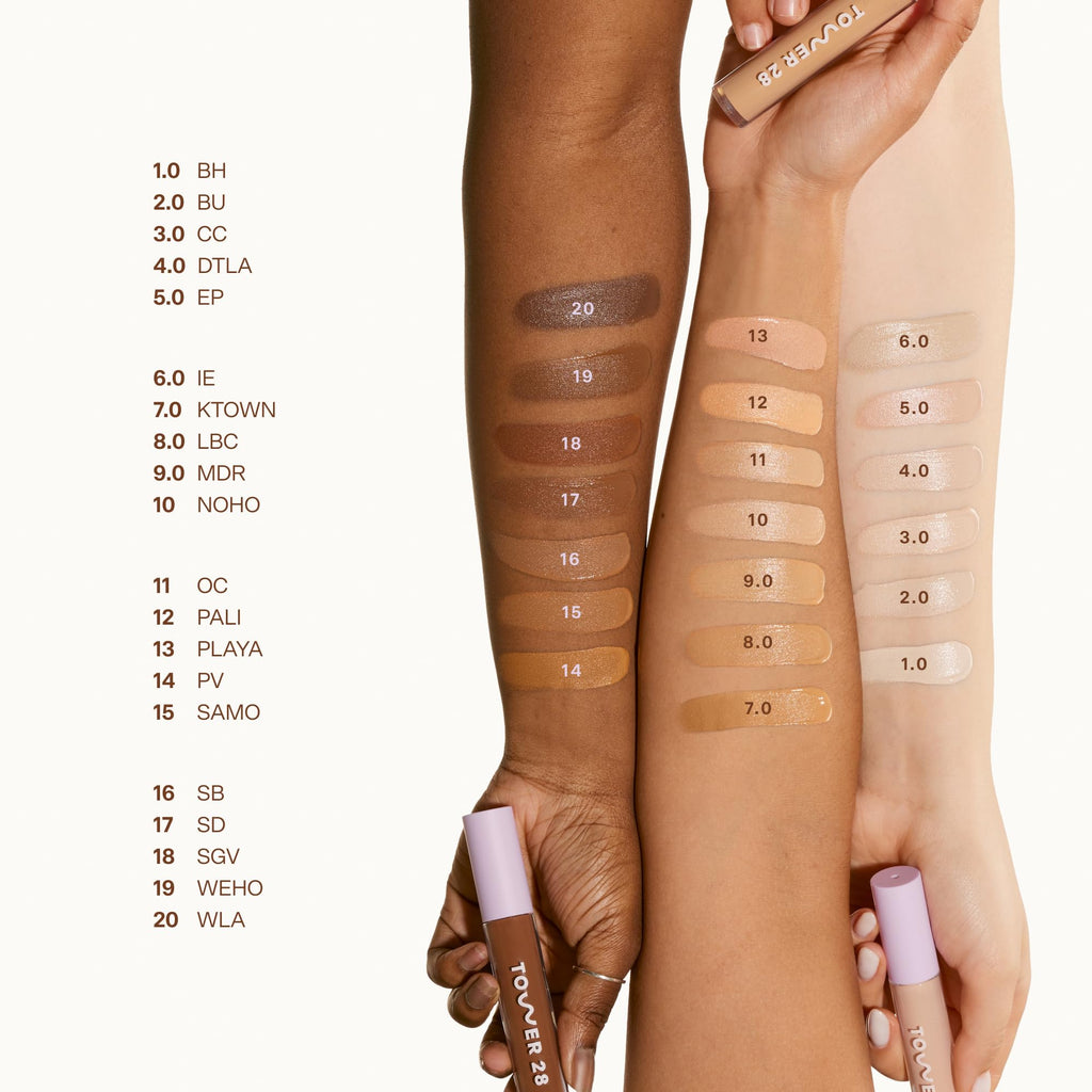 Tower 28 Swipe Serum Concealer – Hydrating Medium-to-Full Coverage + Under Eye Brightener (Shade KTOWN 7.0)