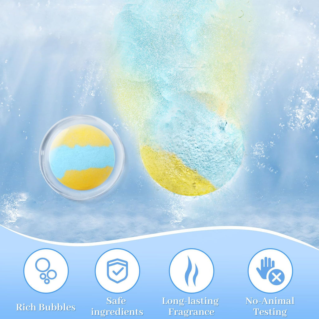 TranquilBliss Bath Bombs Set – 50 Pieces, 10 Scents, Shea Butter & Safe Oils