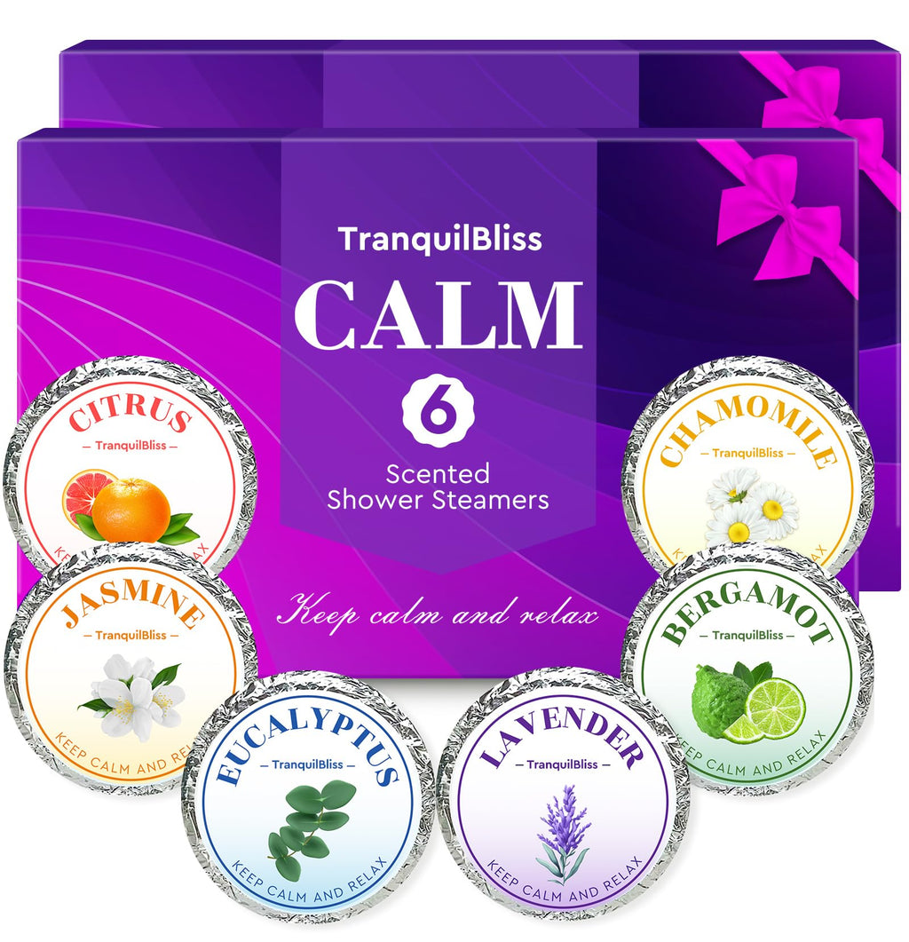 TranquilBliss Shower Steamers – Purple Set (2 Packs, 12 Tablets)