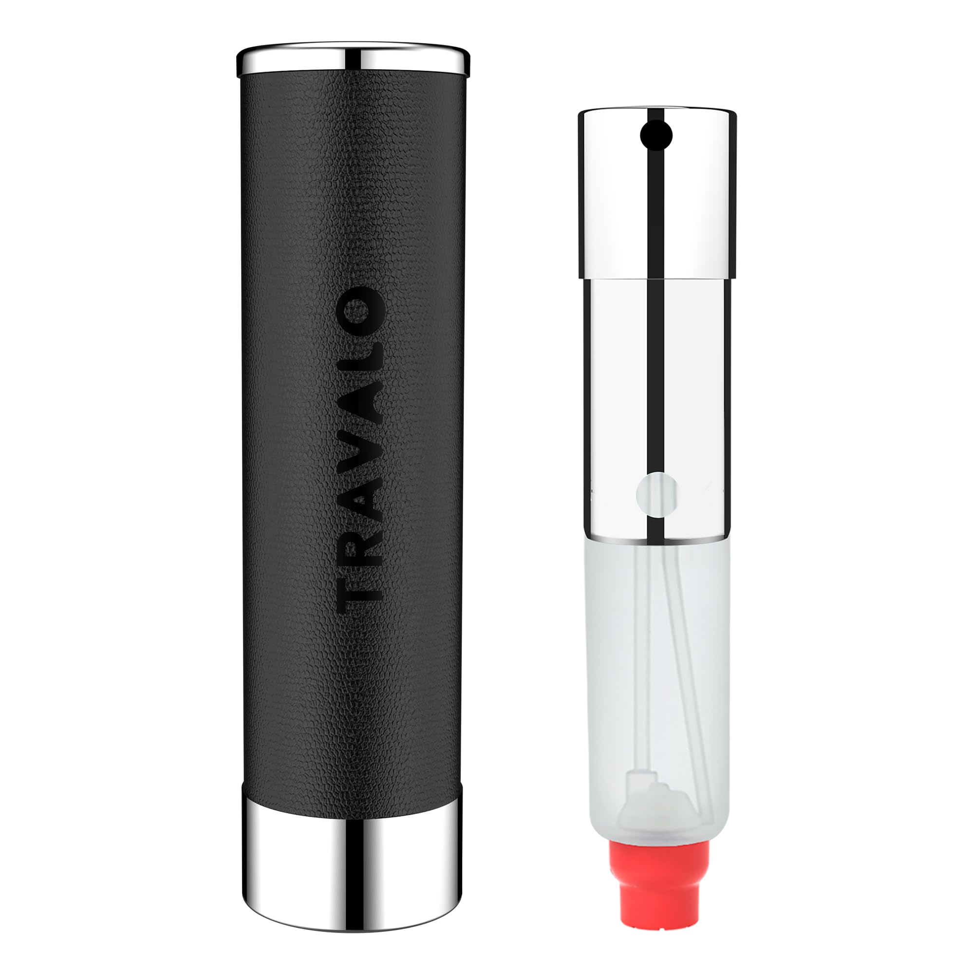 Travalo Walzer Refillable Perfume Atomizer – Pocket-Size, Leak-Proof, Glass-Free with Black Leather