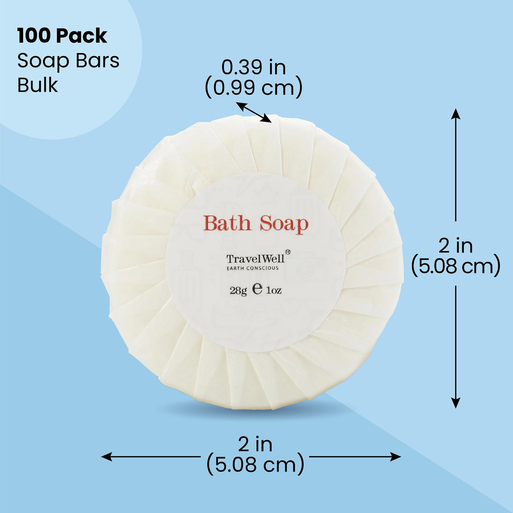 Travelwell Hotel Soap Bars – Bulk, Individually Wrapped 1 oz Paraben-Free Guest Amenities