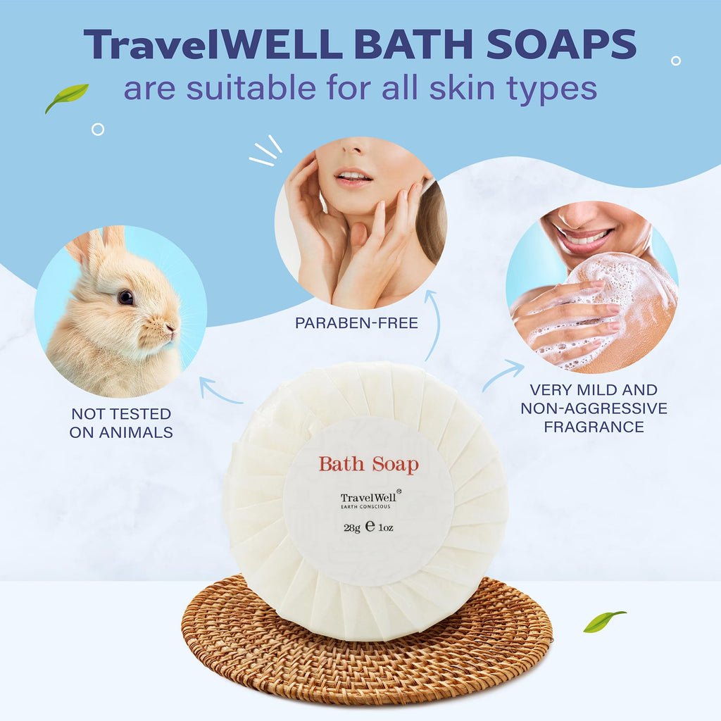 Travelwell Hotel Soap Bars – Bulk, Individually Wrapped 1 oz Paraben-Free Guest Amenities