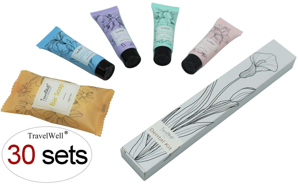 TravelWell Toiletries Bulk Set – 180-Piece Mint Scented Guest Amenities for Hotels & Rentals