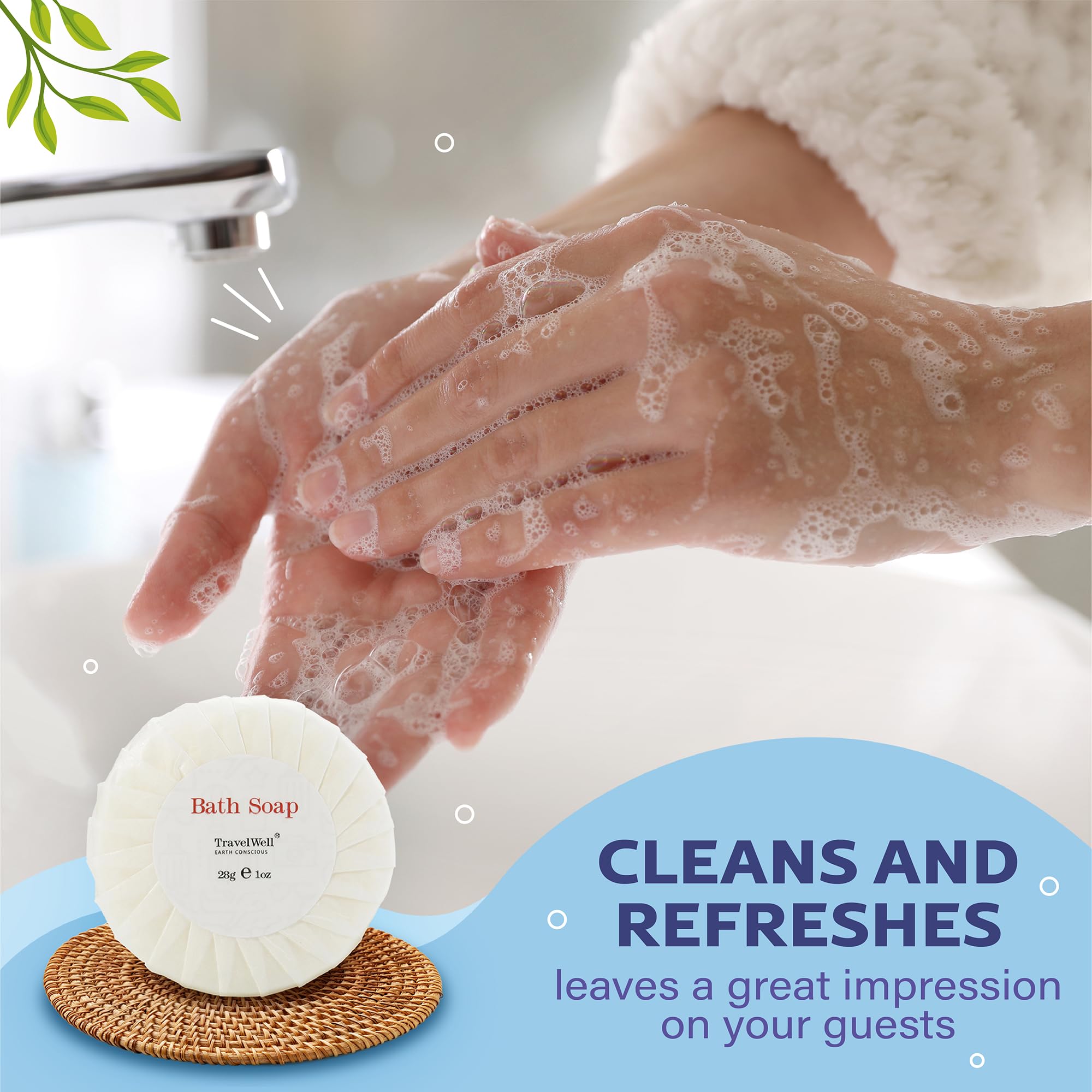 Travelwell Hotel Soap Bars – Bulk, Individually Wrapped 1 oz Paraben-Free Guest Amenities