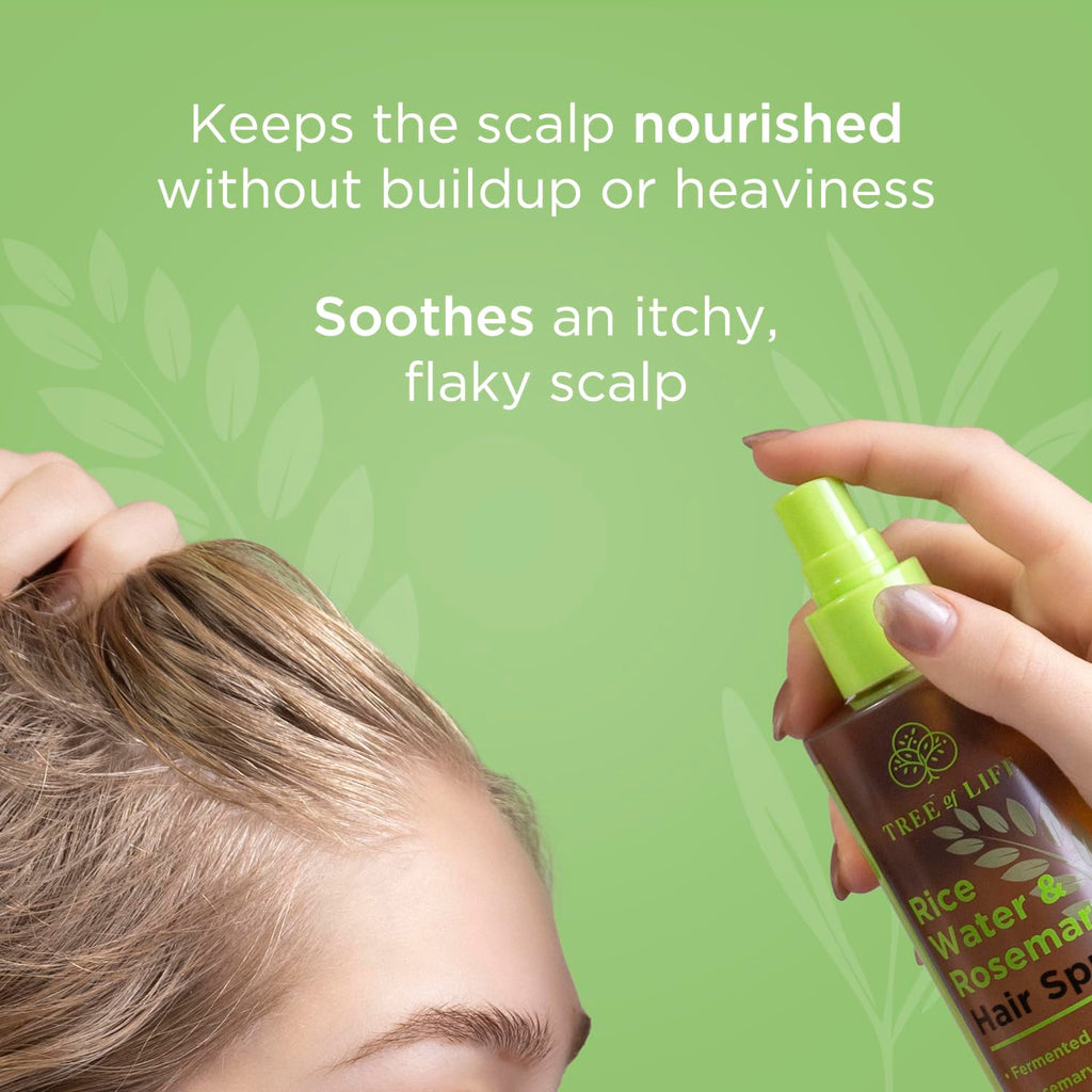 Tree of Life Beauty Rice Water Hair Spray – Rosemary Water, Caffeine & Biotin for Hair Growth (8.8 fl oz)