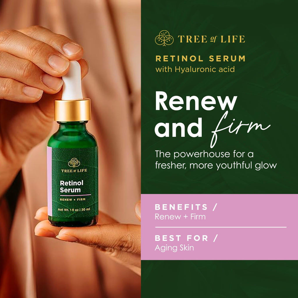 Tree of Life Beauty Retinol Serum – Hydrating Face Oil for Dark Spots & Fine Lines, 2 Fl Oz