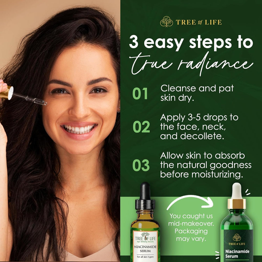 Tree of Life Beauty Niacinamide Serum 5% - Hydrating Face Oil with Hyaluronic Acid & Aloe, 2 Fl Oz