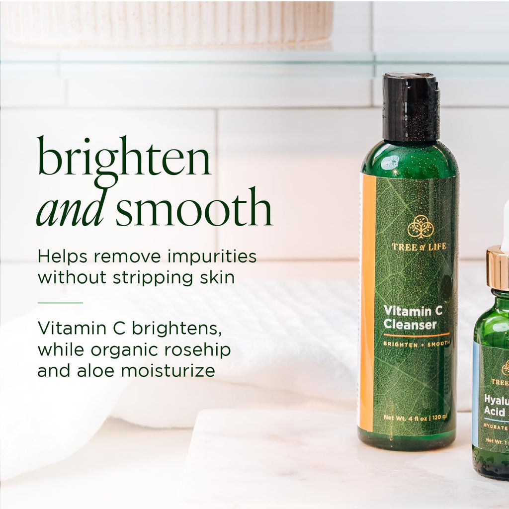 Tree of Life Beauty Vitamin C Cleanser – Brightening, Pore-Minimizing Face Care with Organic Aloe (4 Fl Oz)