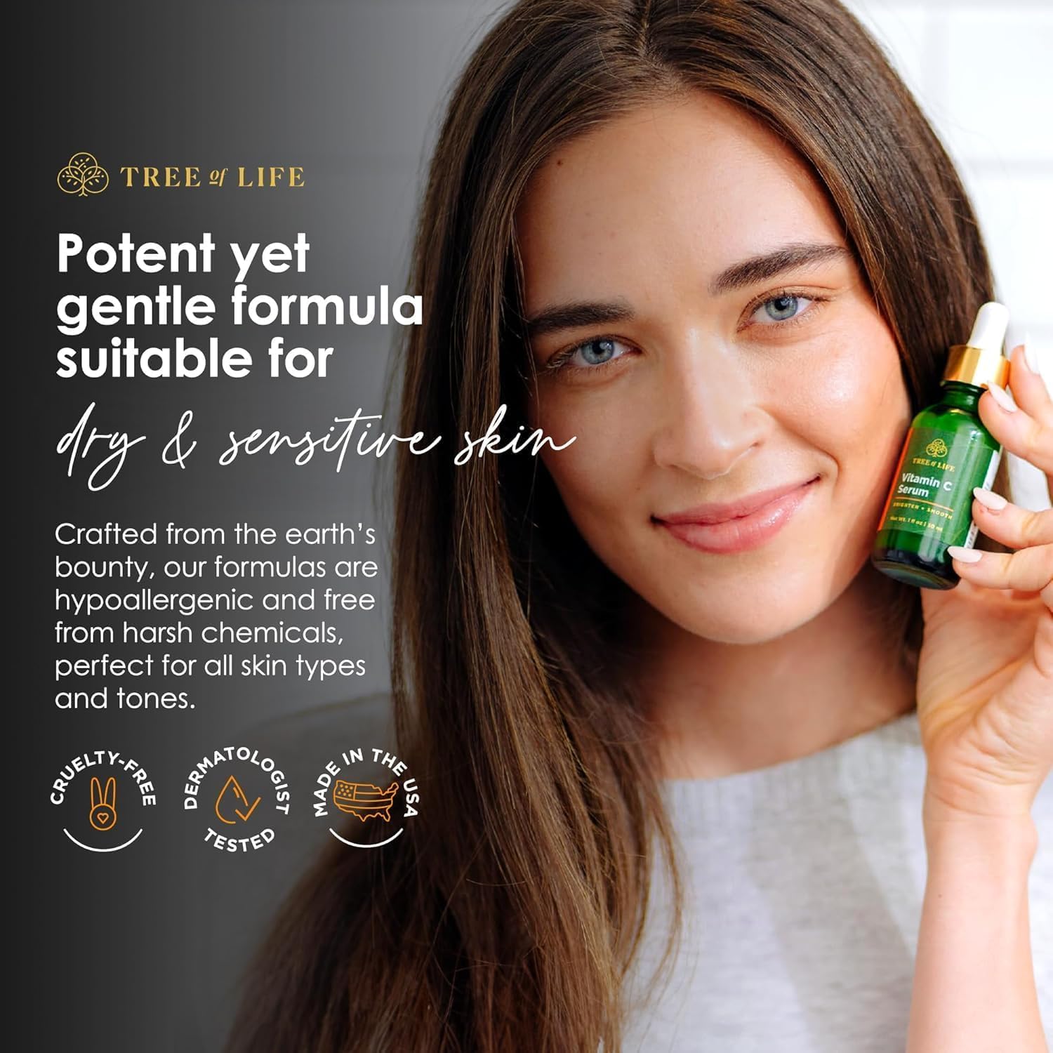 Tree of Life Beauty Vitamin C Skin Care Set | Hyaluronic Acid & Vitamin E for Dry & Sensitive Skin | 2 x 1 oz