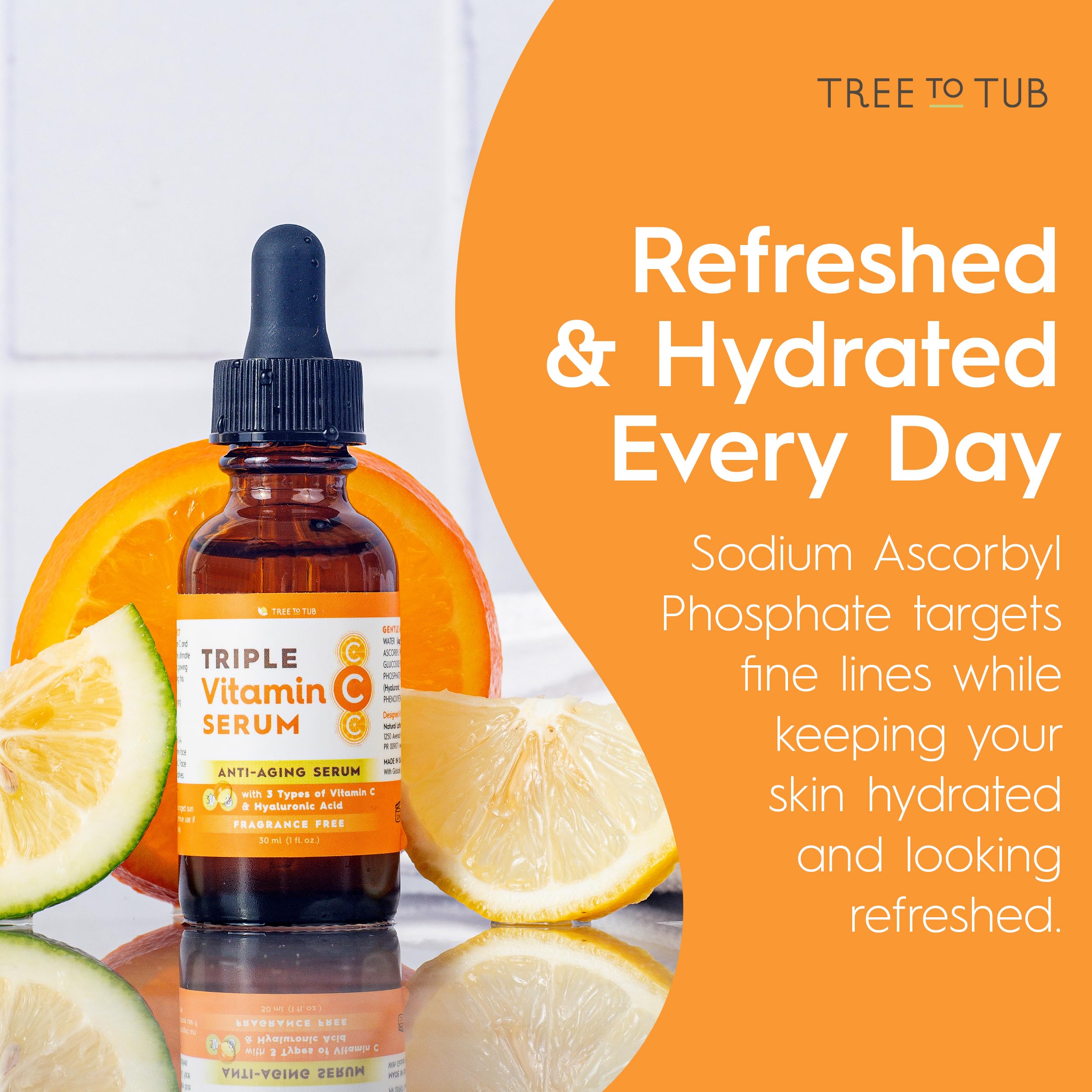 Tree To Tub Illuminating Vitamin C Serum – Triple Vitamin C Hydration + Hyaluronic Acid