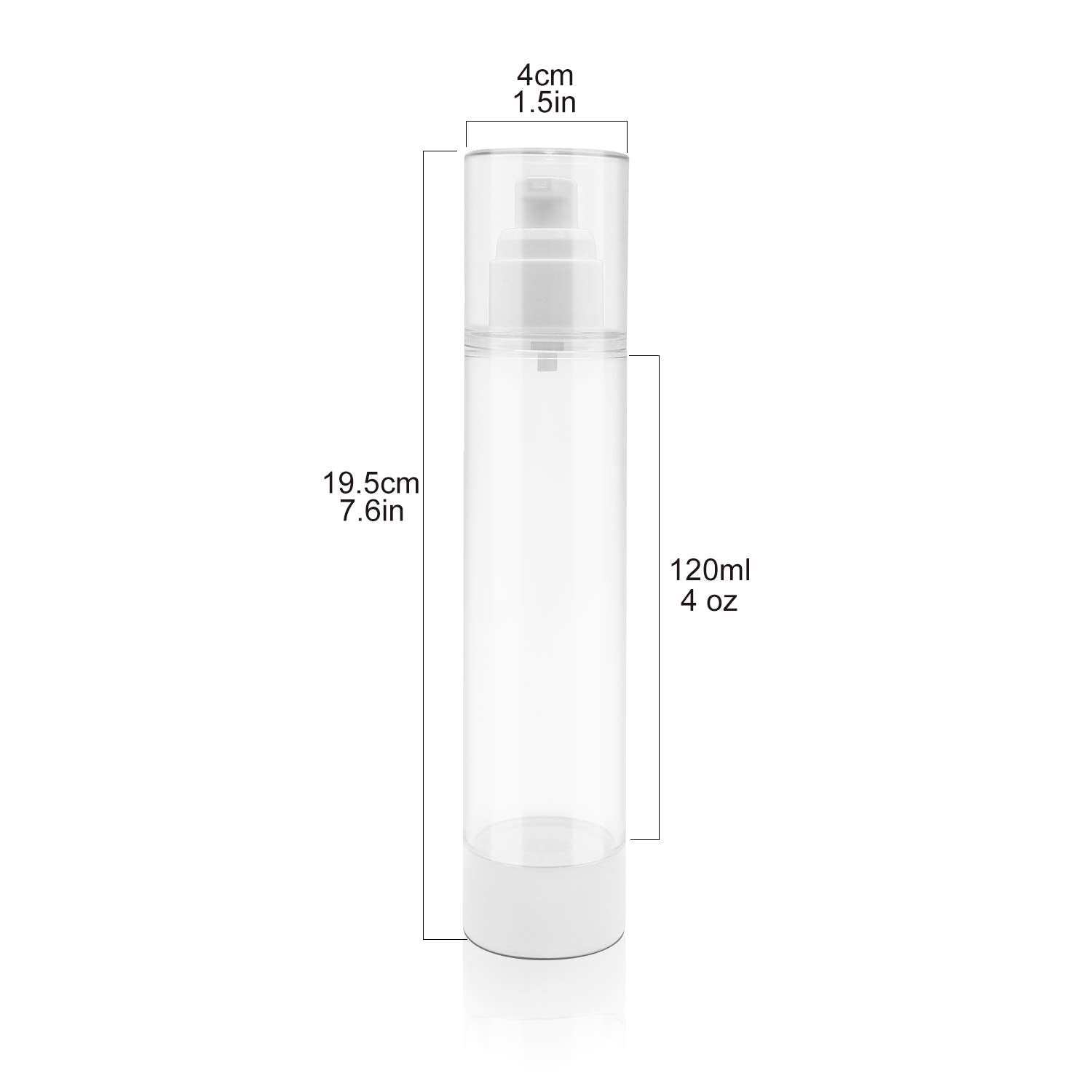 TRENDBOX 120ml Airless Vacuum Pump Travel Bottles – 12 Pack