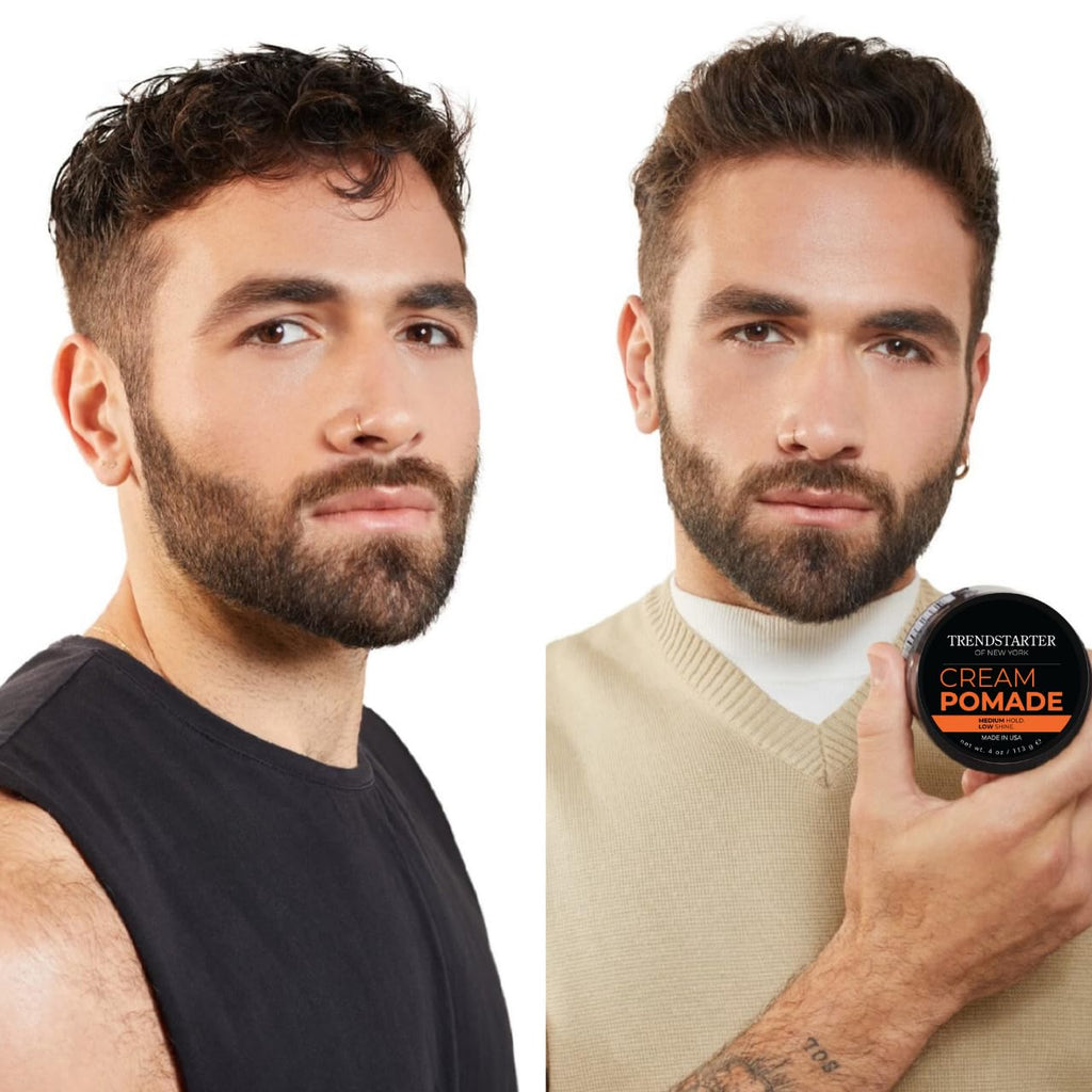 TRENDSTARTER Cream Pomade Pack 4oz – Medium Hold, Low Shine, Water-Based