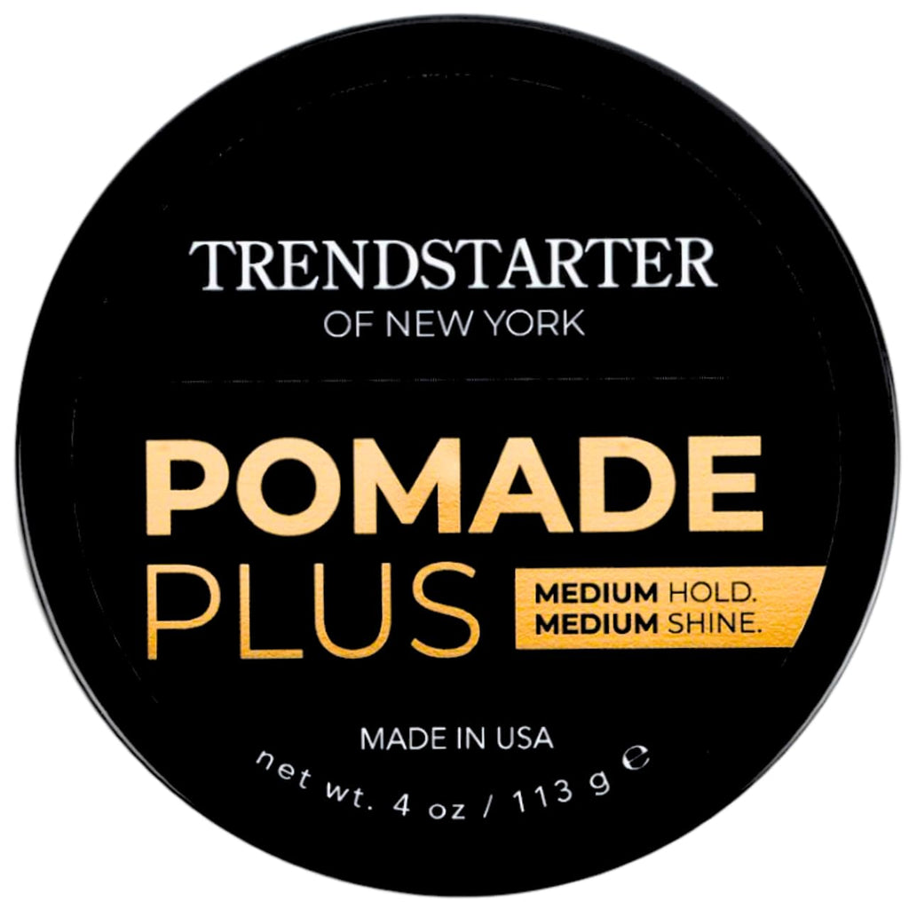 TRENDSTARTER Pomade Plus — 4 oz, Medium Hold & Shine, Water-Based Gel, 2-Pack with Argan Oil – Made in USA