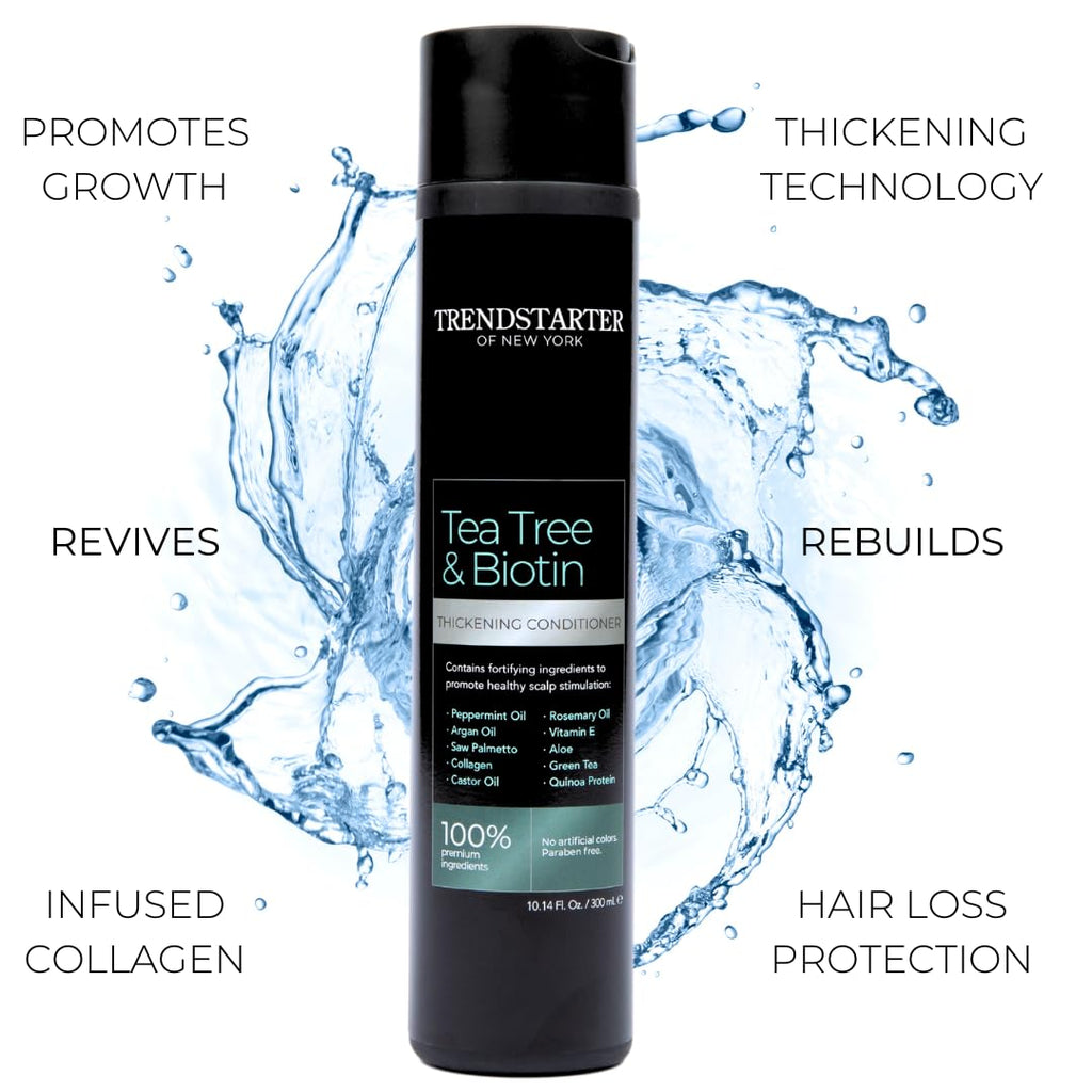 TRENDSTARTER Tea Tree & Biotin Thickening Conditioner – 10.14 Fl Oz | Argan Oil, Peppermint, Saw Palmetto