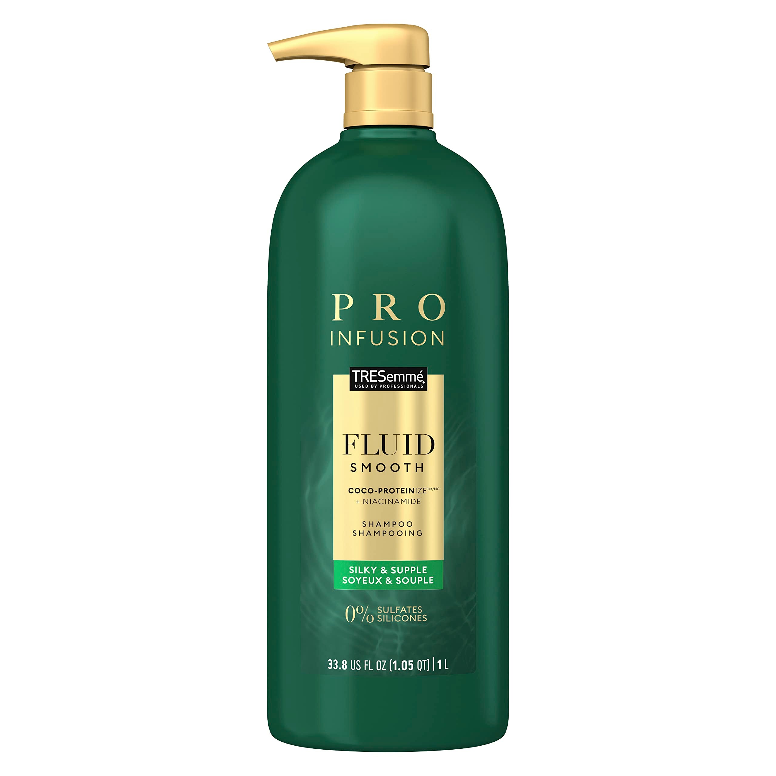 TRESemmé Pro Infusion Fluid Smooth Shampoo – Cruelty-Free, Sulfate-Free with Coconut Droplets & Plant Protein, 33.8oz