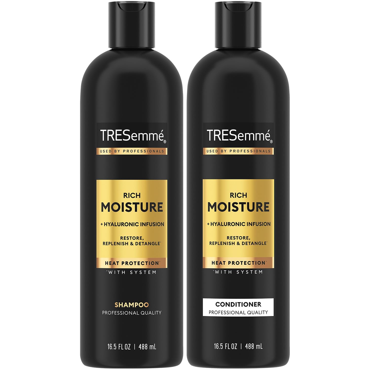 TRESemmé Rich Moisture Shampoo & Conditioner Set with Hyaluronic Acid – Hydration for Dry & Curly Hair, 16.5 oz Each