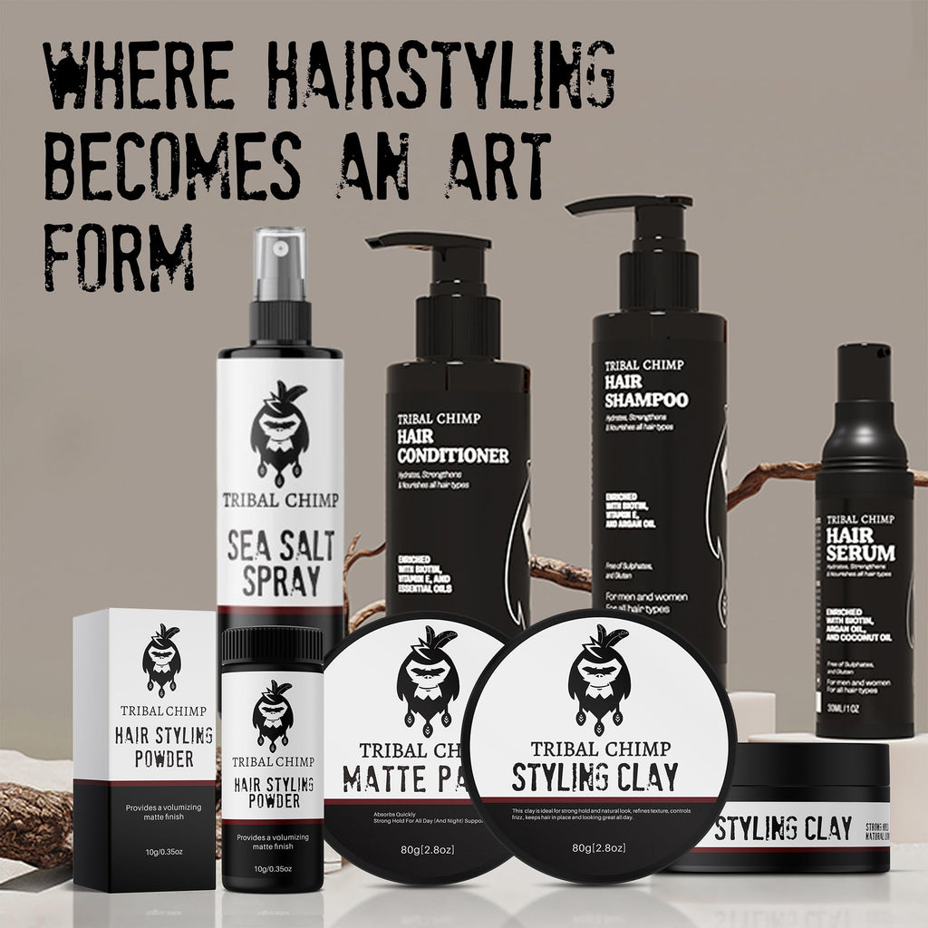 Tribal Chimp Hair Styling Clay – Matte Finish, Strong Hold, Citrus Scent, 80g