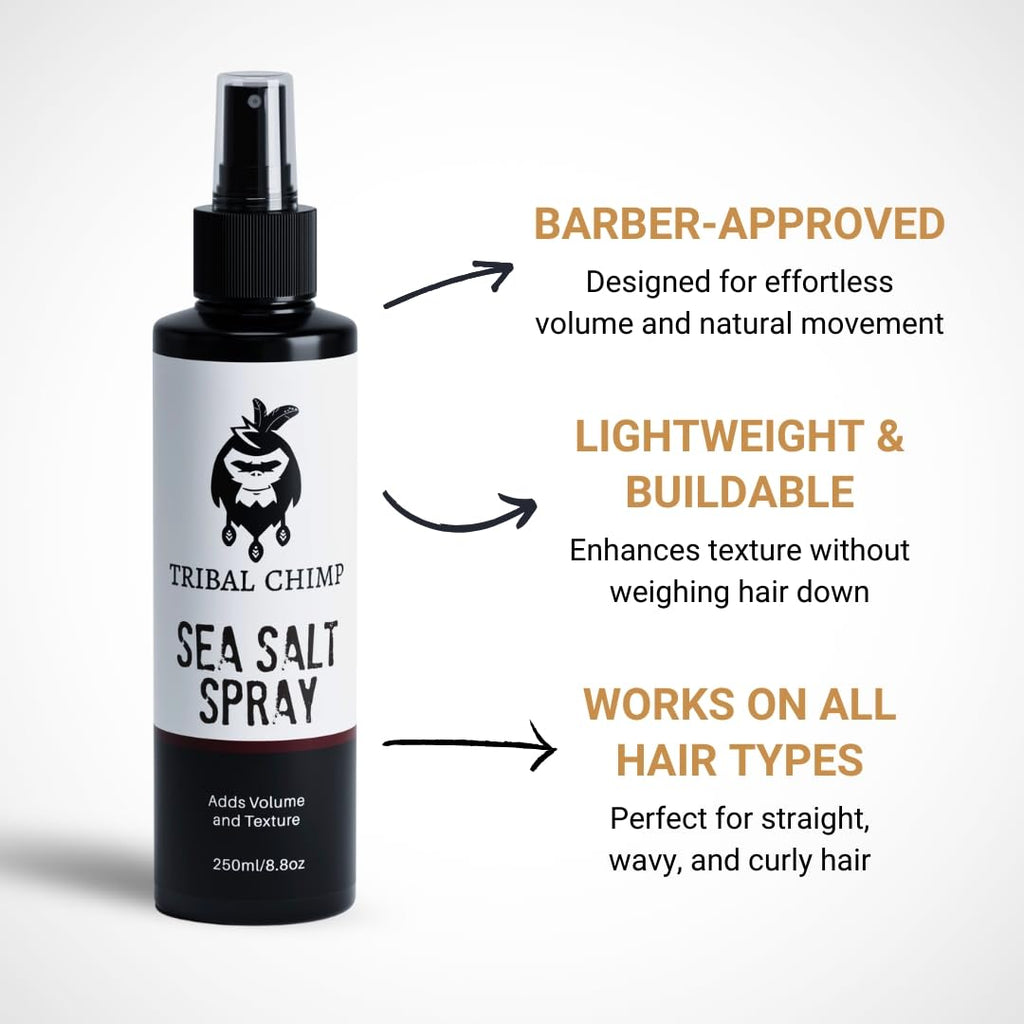 Tribal Chimp Sea Salt Spray for Men – 250ml, Volumize & Texturize Waves (Non-Toxic)