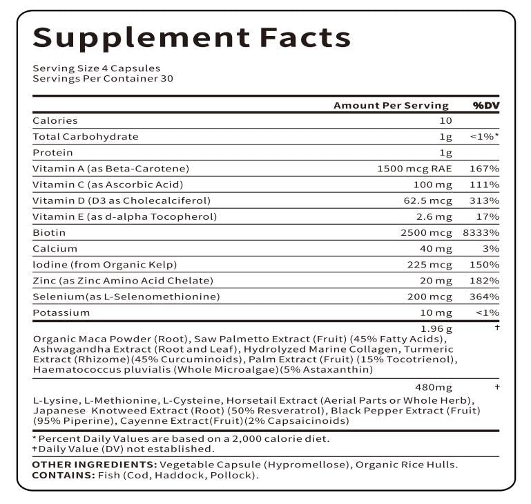 Trichovital Advanced Hair Growth Supplement for Women – Biotin, Collagen, Zinc & Vitamins A, C & E, 120 Capsules