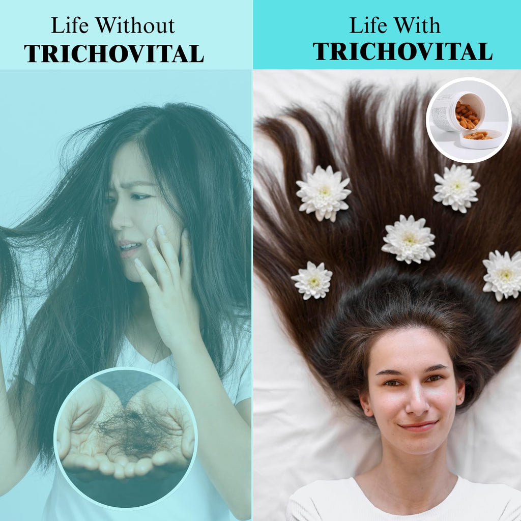 Trichovital Advanced Hair Growth Supplement for Women – Biotin, Collagen, Zinc & Vitamins A, C & E, 120 Capsules