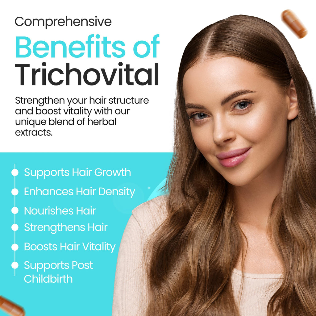 Trichovital Advanced Hair Growth Supplement for Women – Biotin, Collagen, Zinc & Vitamins A, C & E, 120 Capsules