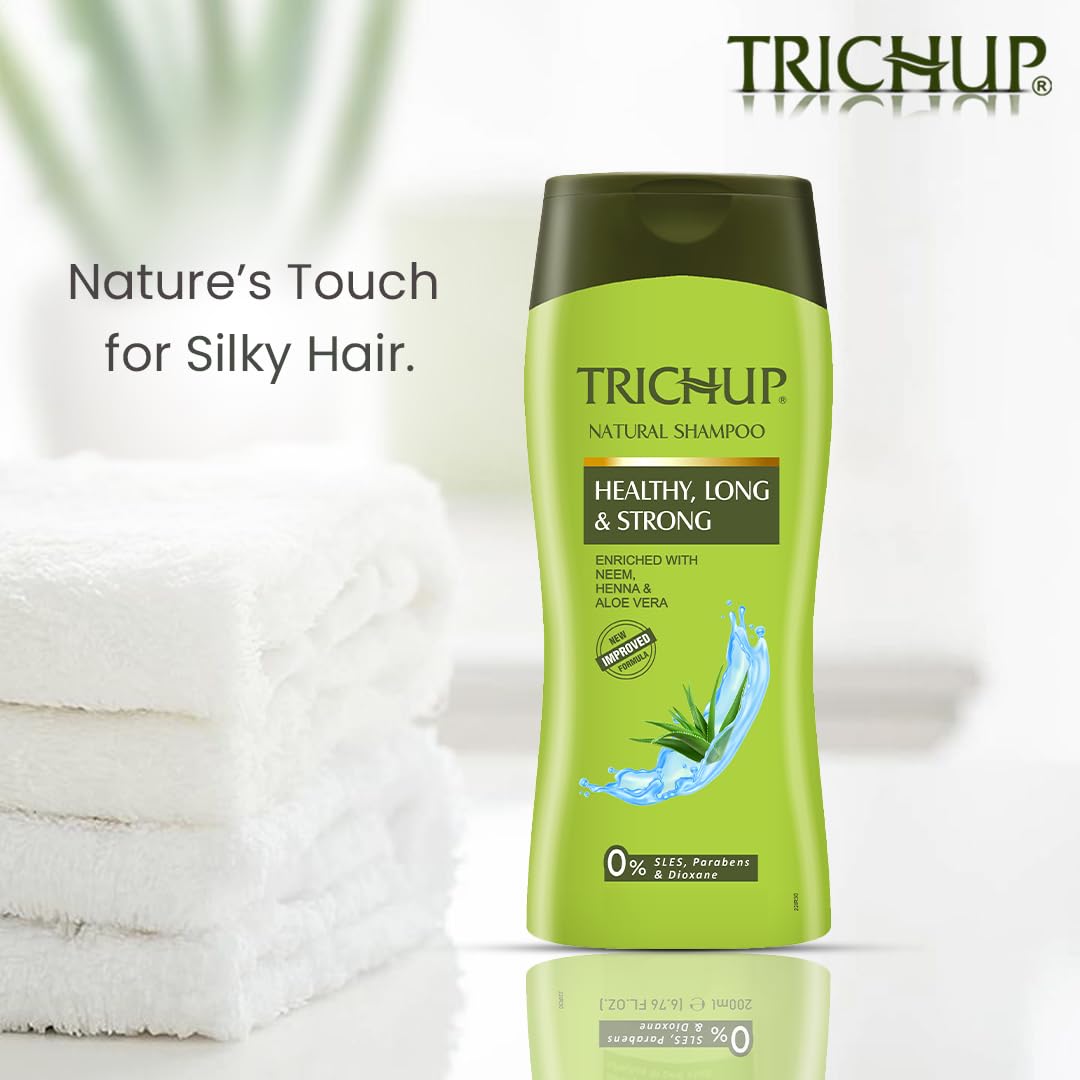 TRICHUP Herbal Shampoo with Aloe Vera, Neem & Henna – Paraben Free, 2 x 13.52 fl oz – Gentle, All Hair Types