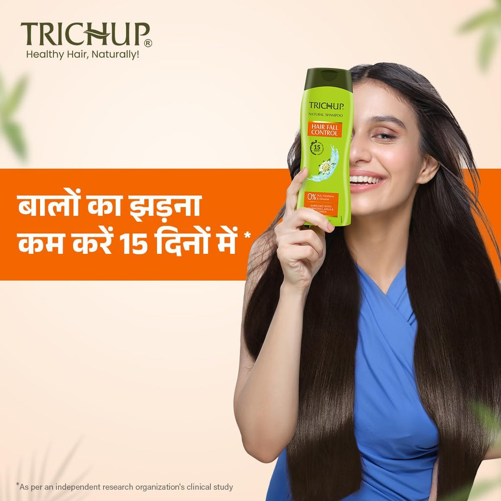 TRICHUP Natural Anti-Hair Fall Shampoo – Bhringraj Amla Licorice Herbal Cleanser (Pack of 2)