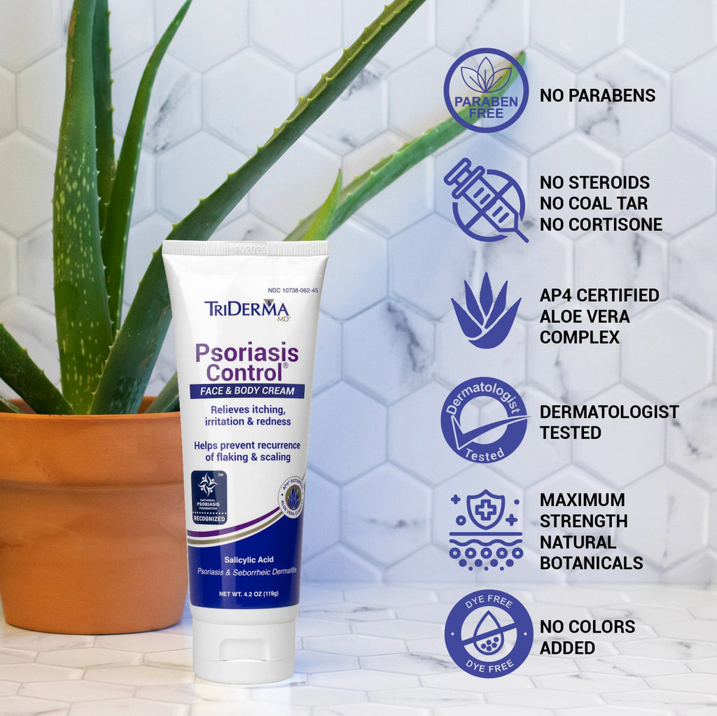 TriDerma Psoriasis Control Cream for Face & Body – 4.2 oz (Non-Greasy, Fragrance-Free)