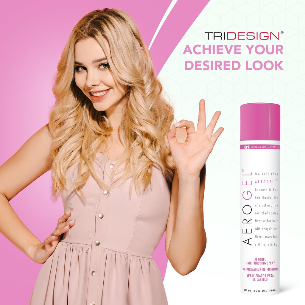 TRIDESIGN Aerogel Hairspray – Strong Hold, Flexible Finish, Volumizing Hair Finishing Spray (10.5 oz) Pack of 2