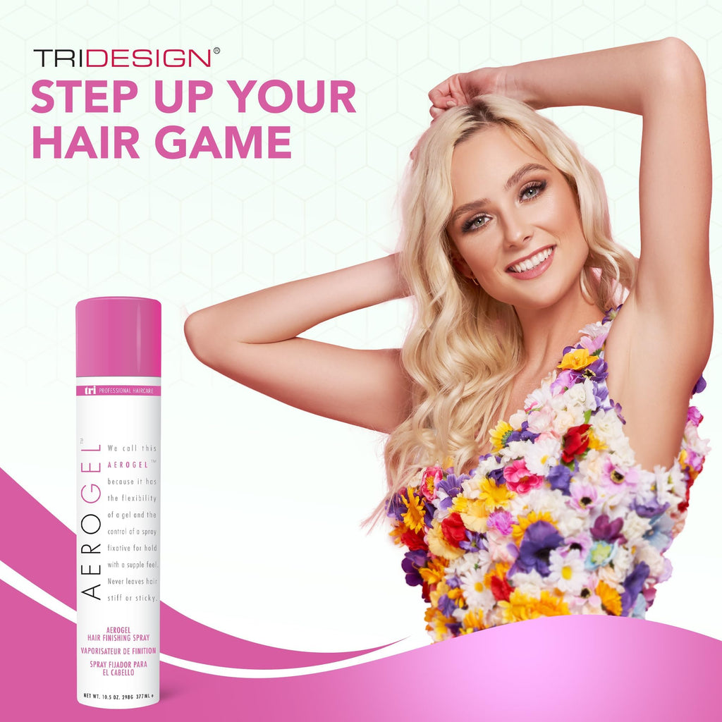 TRIDESIGN Aerogel Hairspray – Strong Hold, Flexible Finish, Volumizing Hair Finishing Spray (10.5 oz) Pack of 2