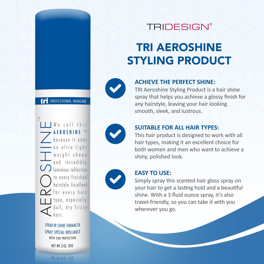 TRIDESIGN Aeroshine Finishing Hairspray – Ultra-Light Shine & Sun Protection