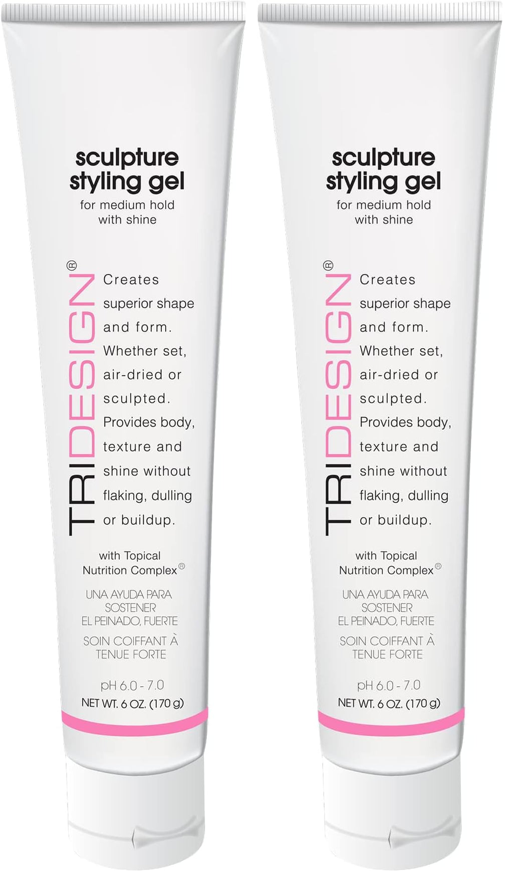TRIDESIGN Sculpture Hair Styling Gel – Strong Hold, Flake-Free Shine, Wet Look, Curl Definition | 6 oz Pack of 2